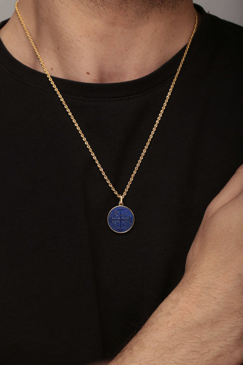 LAPIS LAZULI ICXC NIKA CROSS NECKLACE