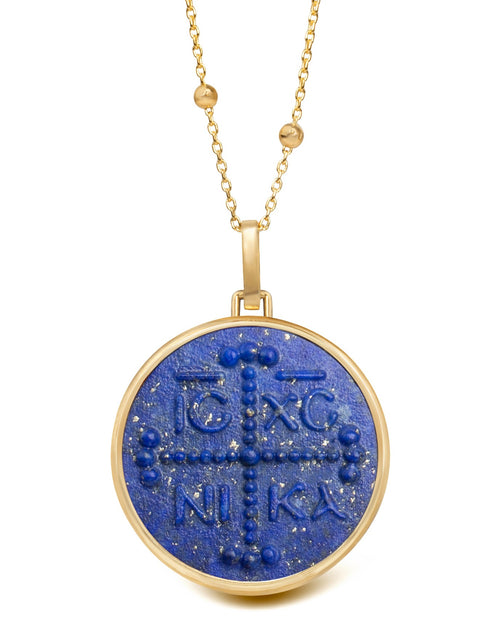 LAPIS LAZULI ICXC NIKA CROSS NECKLACE