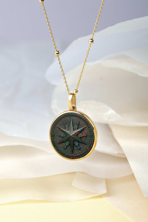 BLOODSTONE COMPASS NECKLACE
