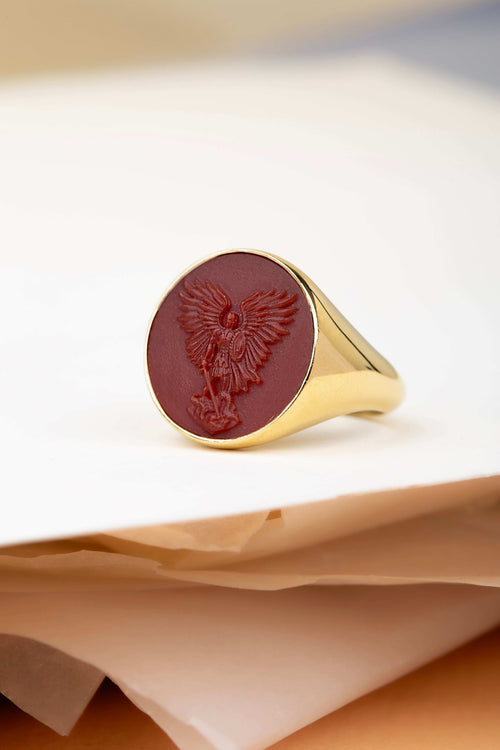 CARNELIAN MICHAEL ARCHANGEL RING