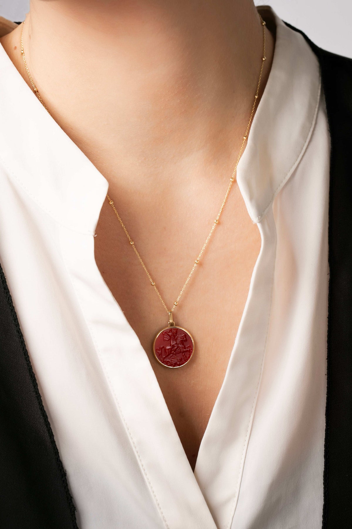 CARNELIAN SAINT GEORGE NECKLACE