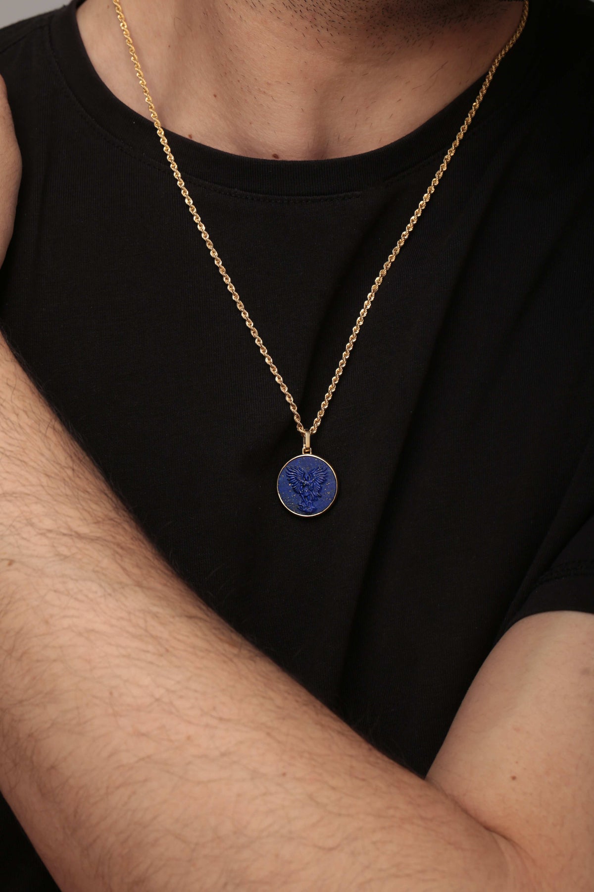 LAPIS LAZULI MICHAEL ARCHANGEL NECKLACE