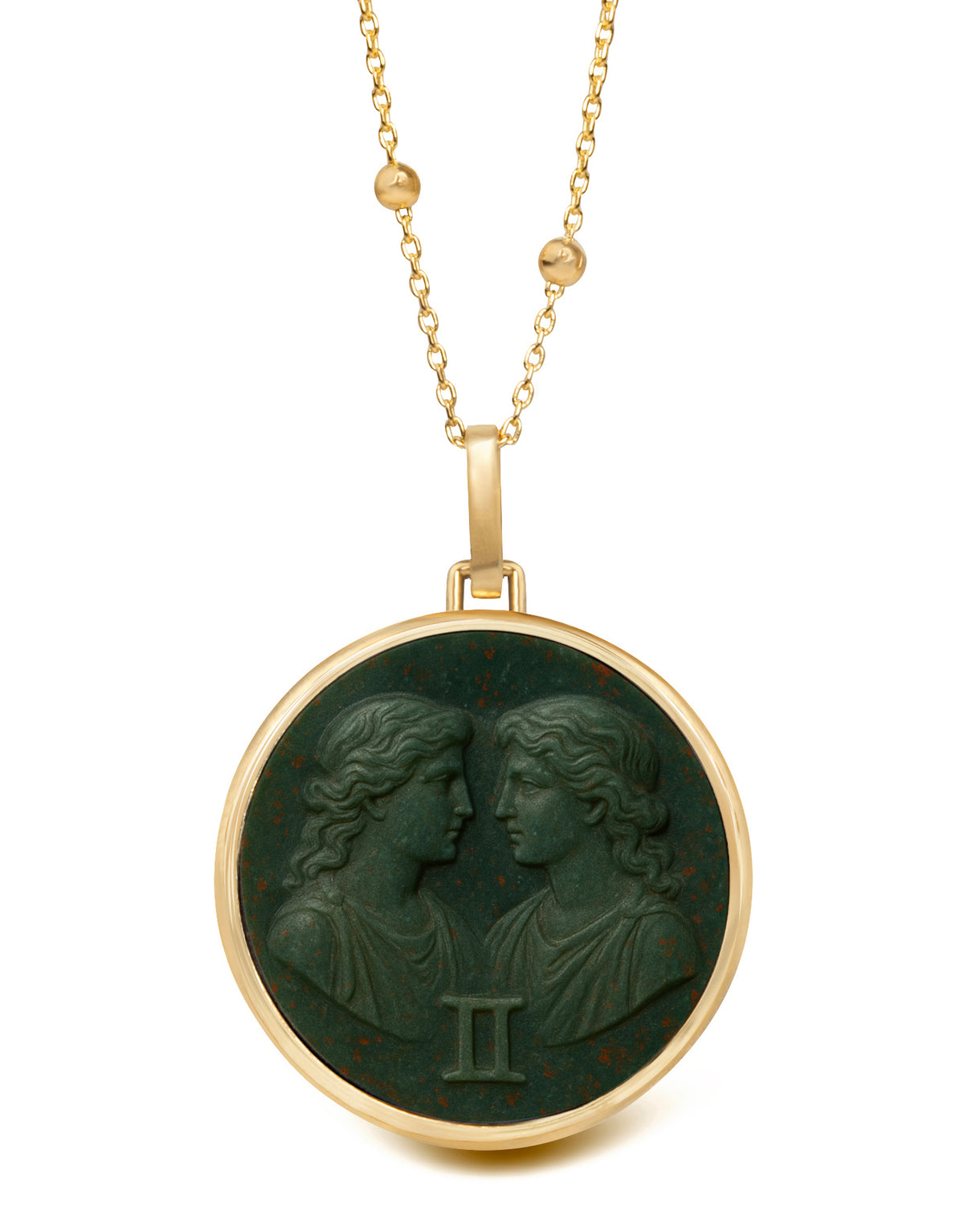 BLOODSTONE GEMINI NECKLACE