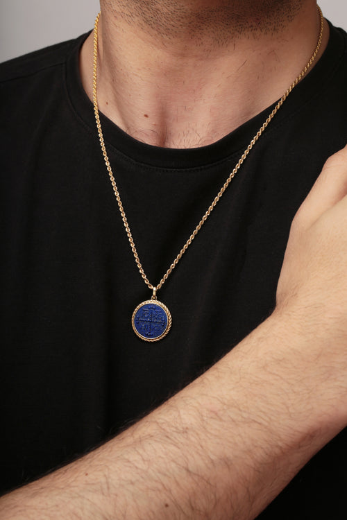 LAPIS LAZULI ICXC NIKA CROSS NECKLACE