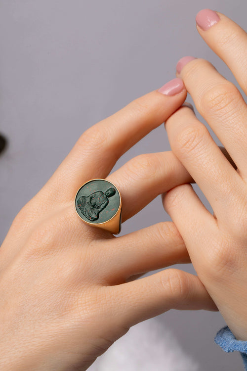 BLOODSTONE BUDDHA RING
