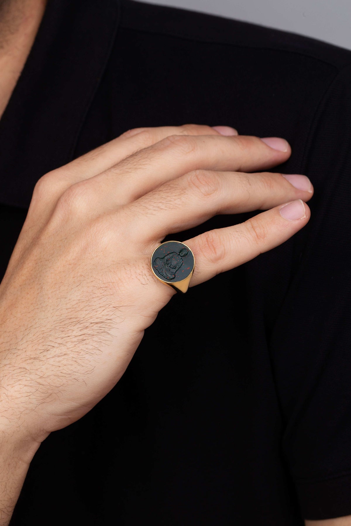 BLOODSTONE BUDDHA RING