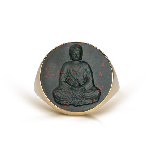 BLOODSTONE BUDDHA RING