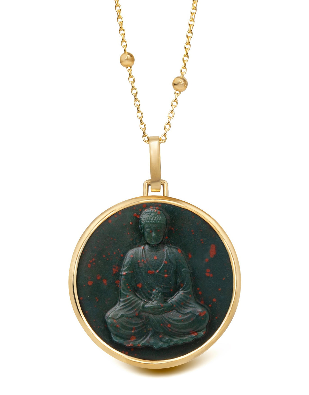 BLOODSTONE BUDDHA NECKLACE
