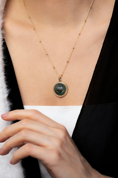 BLOODSTONE SACRED HEART NECKLACE