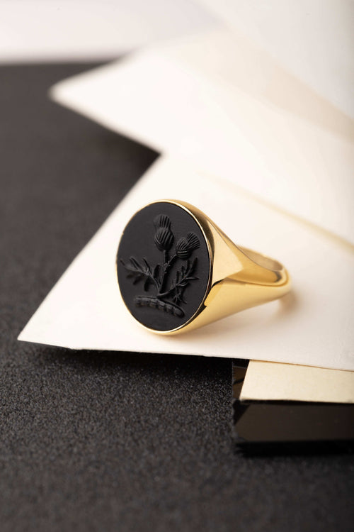 ONYX THISTLE RING