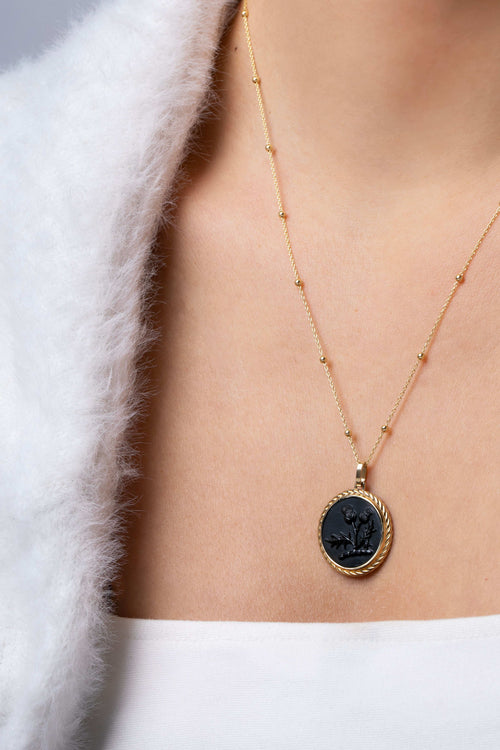 ONYX THISTLE NECKLACE