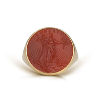 CARNELIAN AMERICAN EAGLE COIN RING