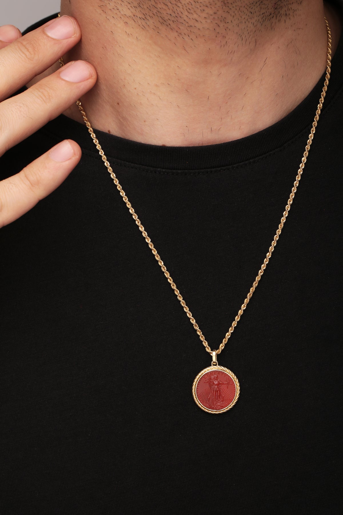 CARNELIAN AMERICAN EAGLE COIN NECKLACE