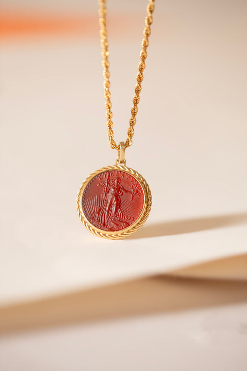 CARNELIAN AMERICAN EAGLE COIN NECKLACE