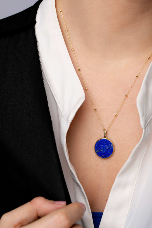LAPIS LAZULI SACRED HEART NECKLACE