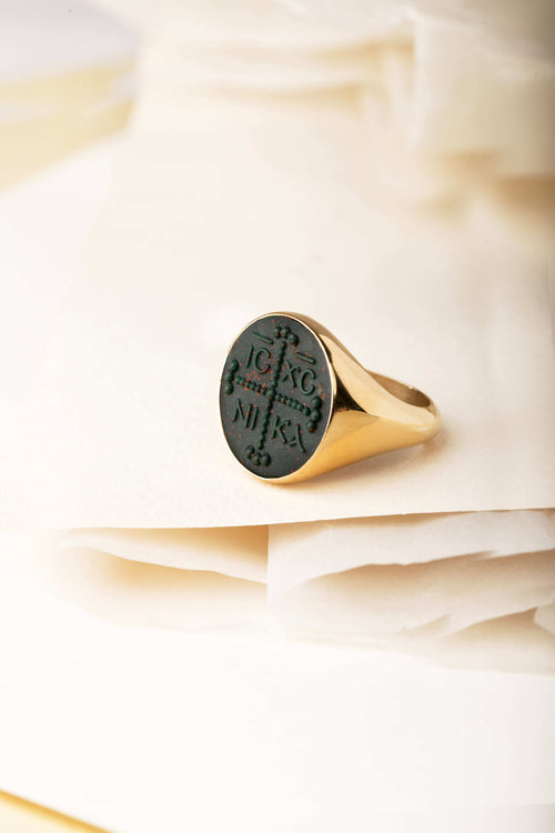 BLOODSTONE ICXC NIKA RING