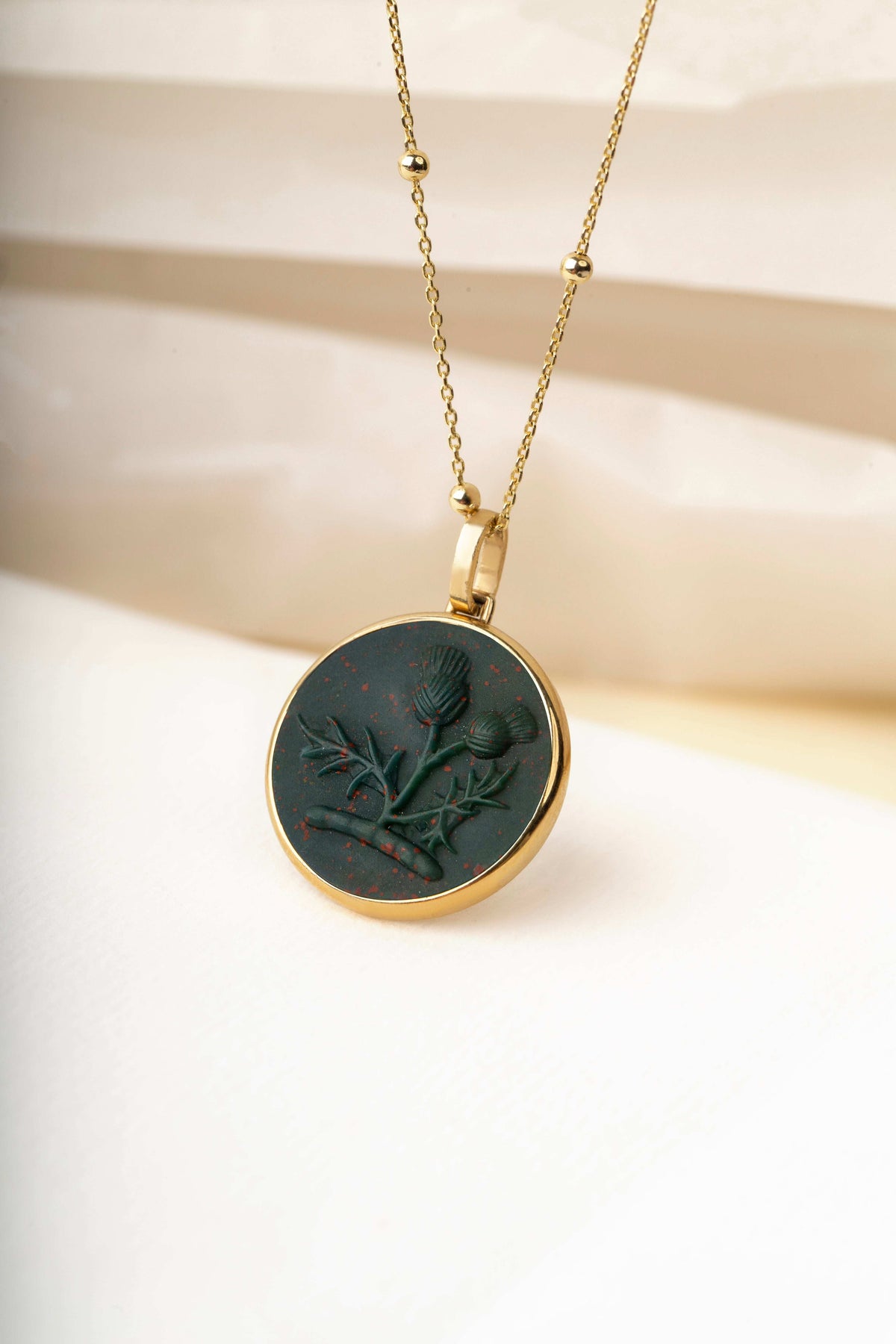 BLOODSTONE THISTLE NECKLACE