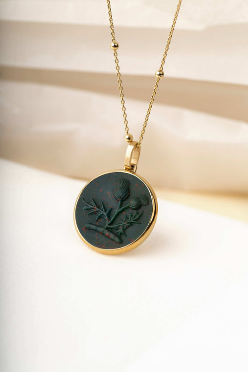 BLOODSTONE THISTLE NECKLACE