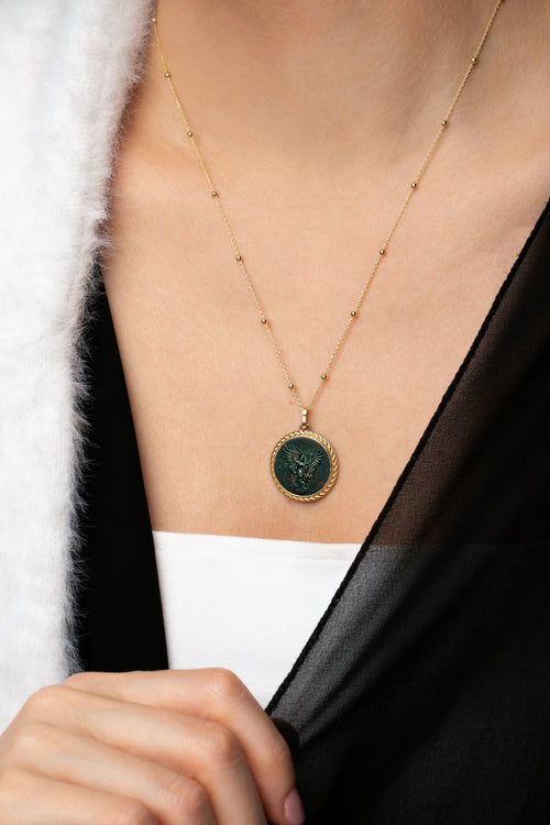 BLOODSTONE MICHAEL ARCHANGEL NECKLACE