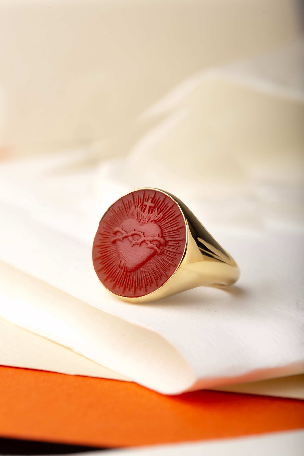 CARNELIAN SACRED HEART RING