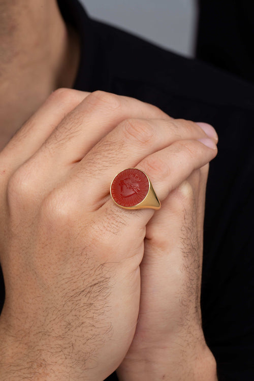 CARNELIAN SACRED HEART RING