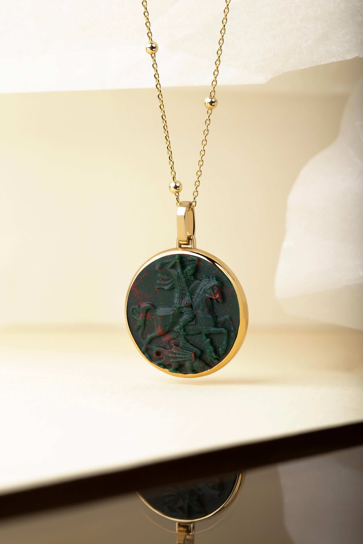 BLOODSTONE SAINT GEORGE NECKLACE
