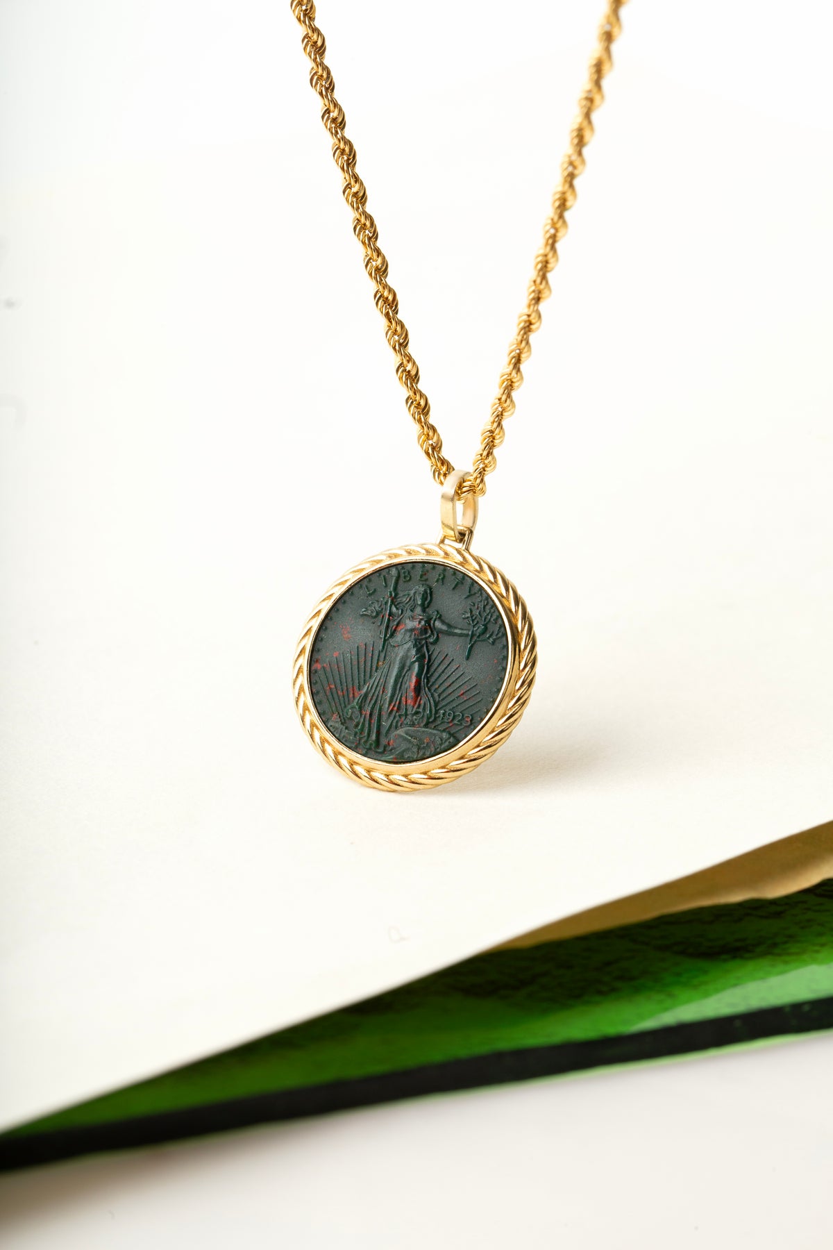 BLOODSTONE AMERICAN EAGLE COIN NECKLACE