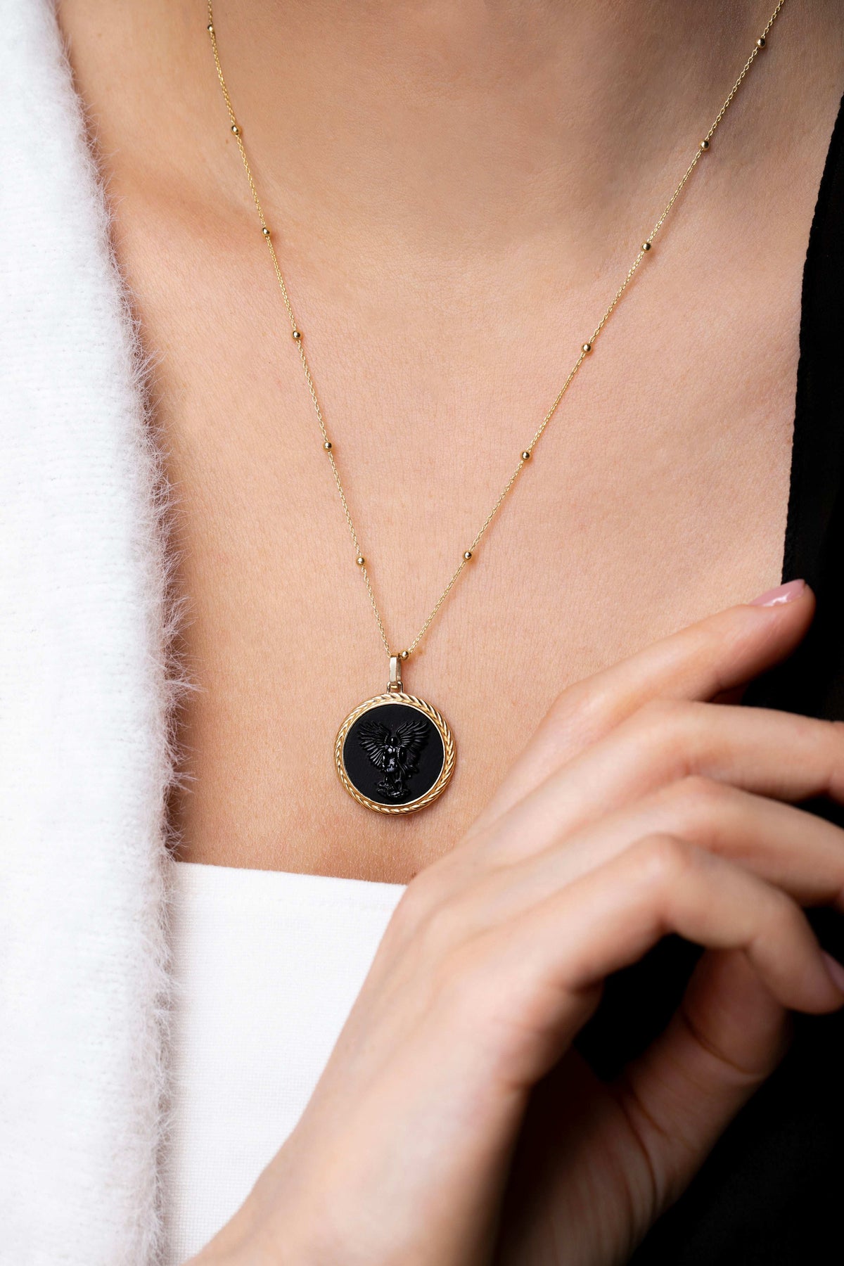 ONYX MICHAEL ARCHANGEL NECKLACE