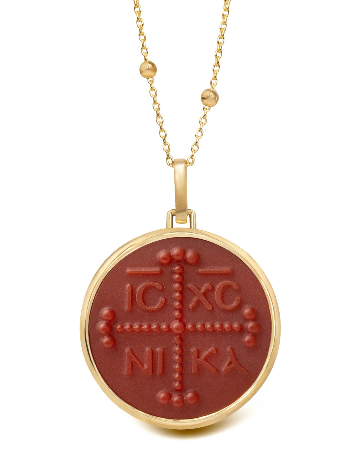 CARNELIAN ICXC NIKA CROSS NECKLACE