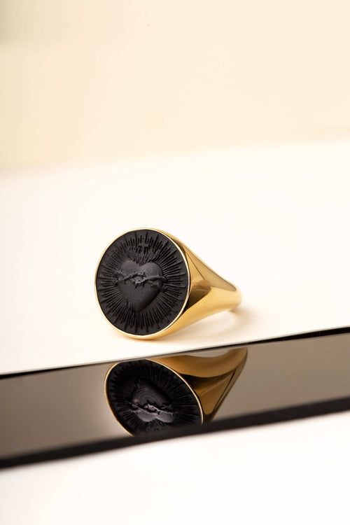 ONYX SACRED HEART RING