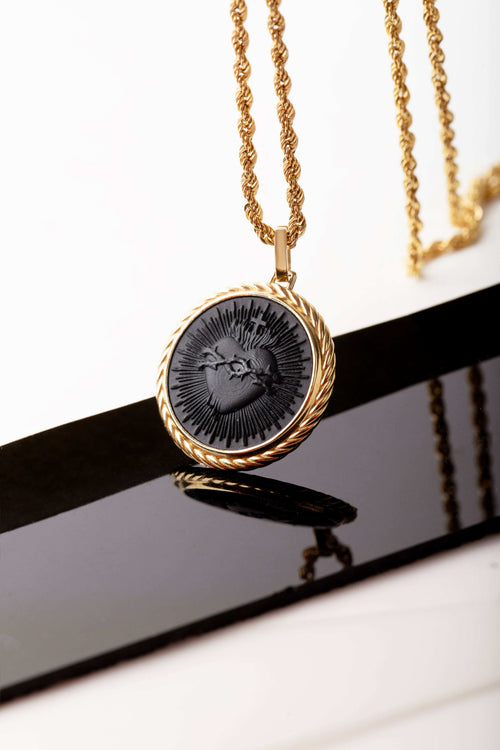 ONYX SACRED HEART NECKLACE