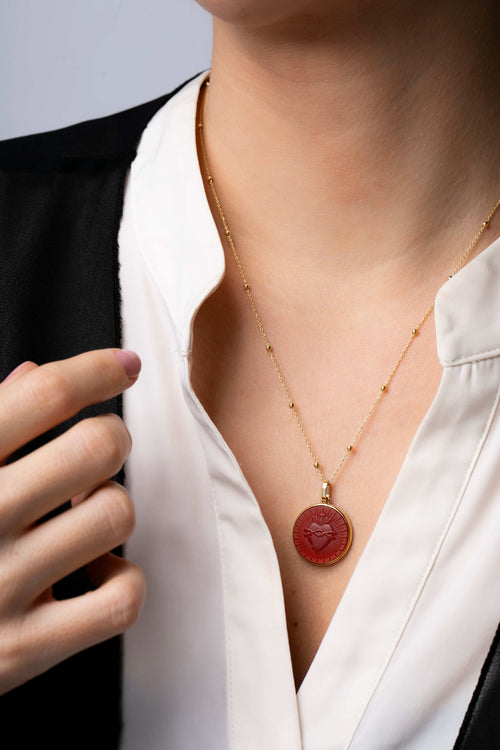 CARNELIAN SACRED HEART NECKLACE