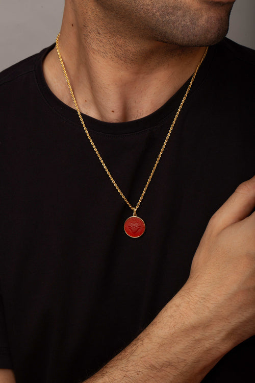 CARNELIAN SACRED HEART NECKLACE