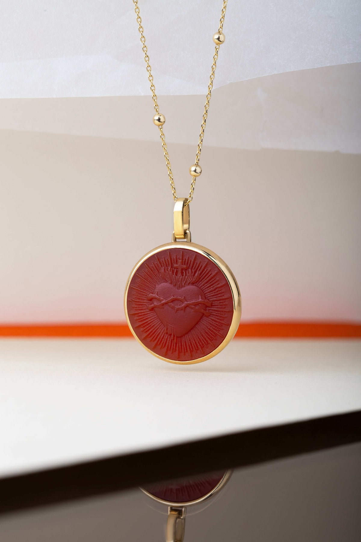 CARNELIAN SACRED HEART NECKLACE