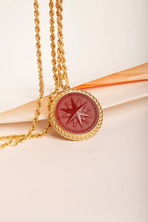 CARNELIAN COMPASS NECKLACE