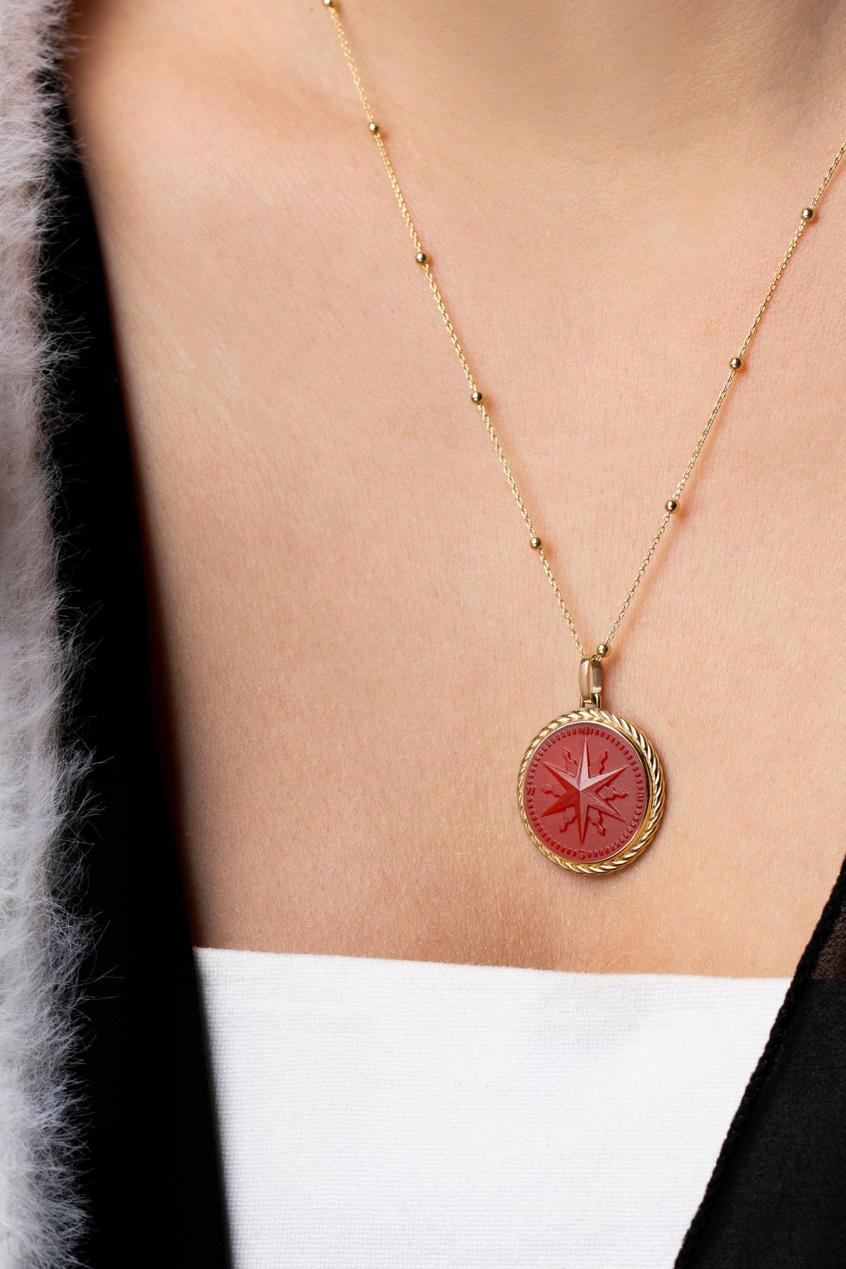 CARNELIAN COMPASS NECKLACE