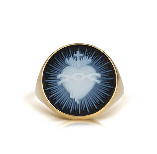SARDONYX SACRED HEART RING