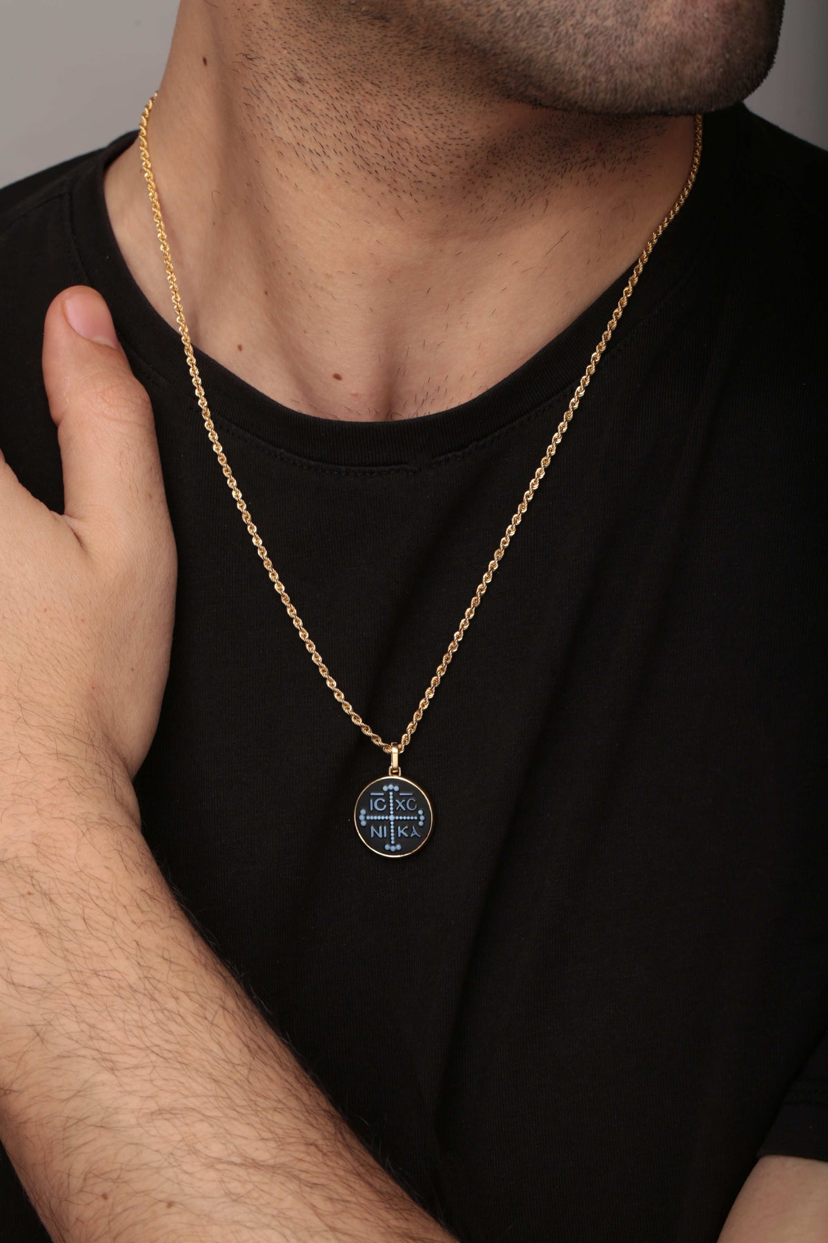 SARDONYX ICXC NIKA CROSS NECKLACE