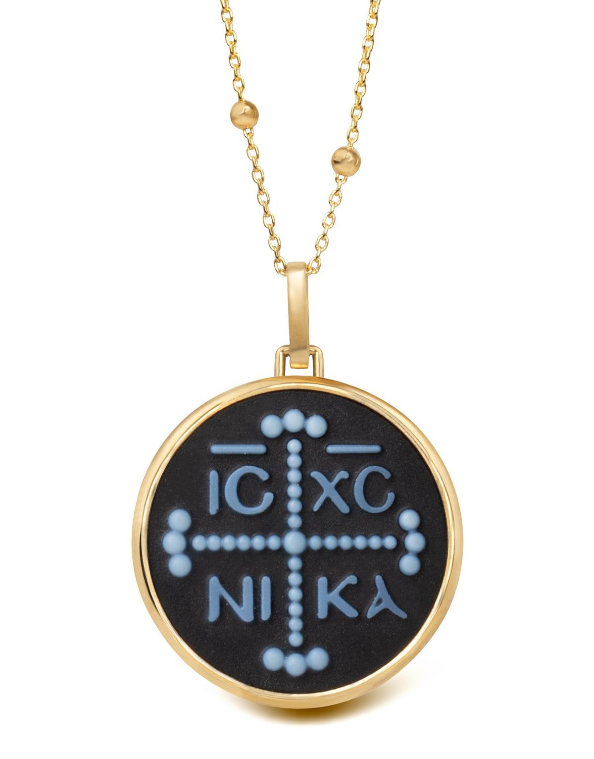 SARDONYX ICXC NIKA CROSS NECKLACE