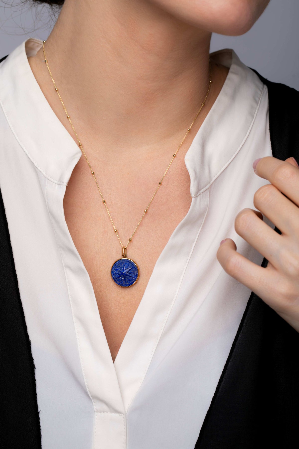 LAPIS LAZULI COMPASS NECKLACE
