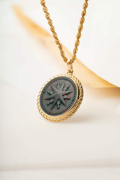 BLOODSTONE COMPASS NECKLACE