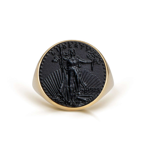 ONYX AMERICAN EAGLE COIN RING
