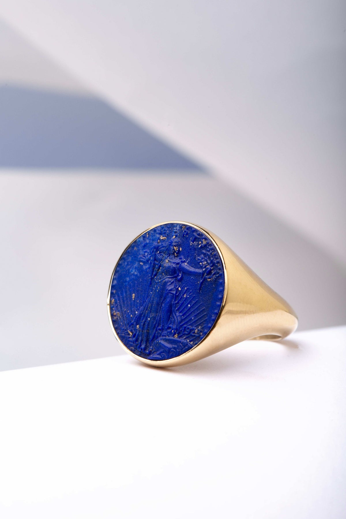 LAPIS LAZULI AMERICAN EAGLE COIN RING