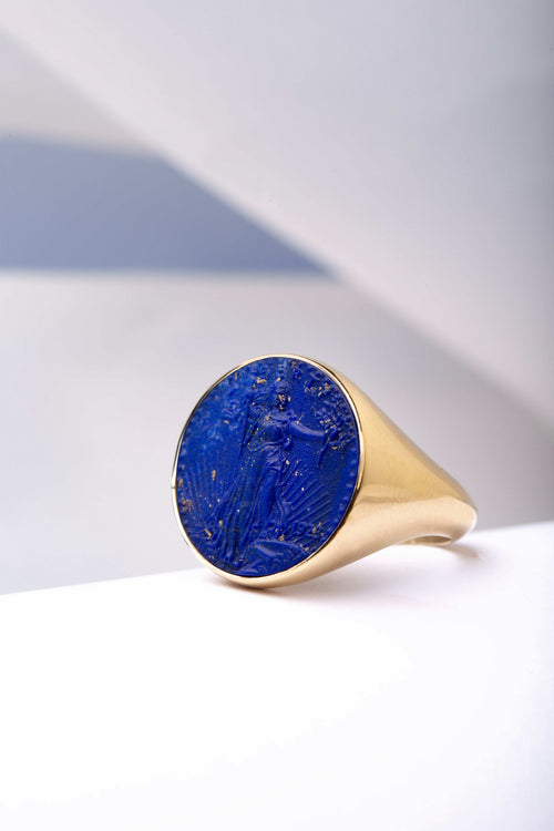 LAPIS LAZULI AMERICAN EAGLE COIN RING