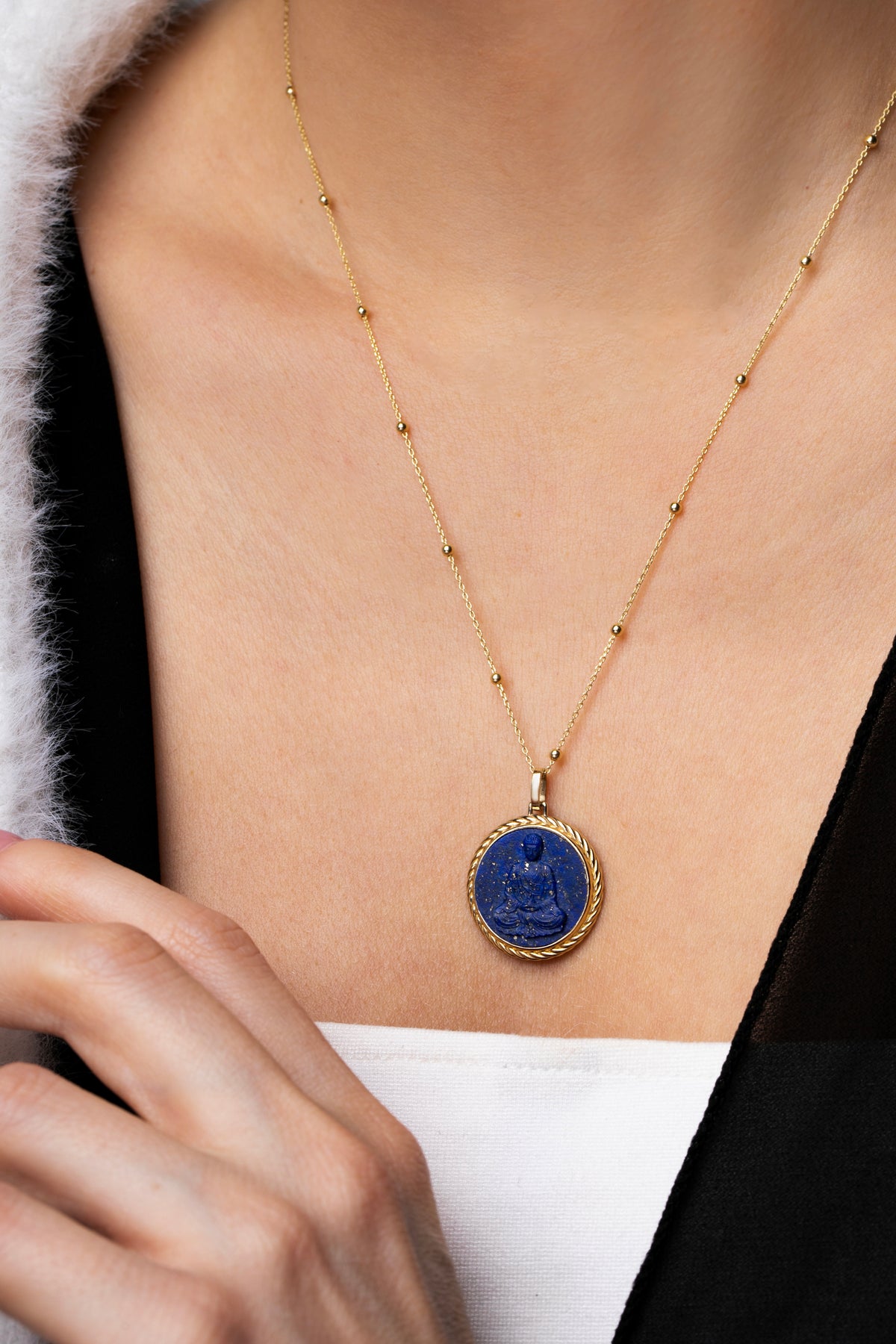 LAPIS LAZULI BUDDHA NECKLACE
