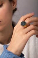 BLOODSTONE THISTLE RING