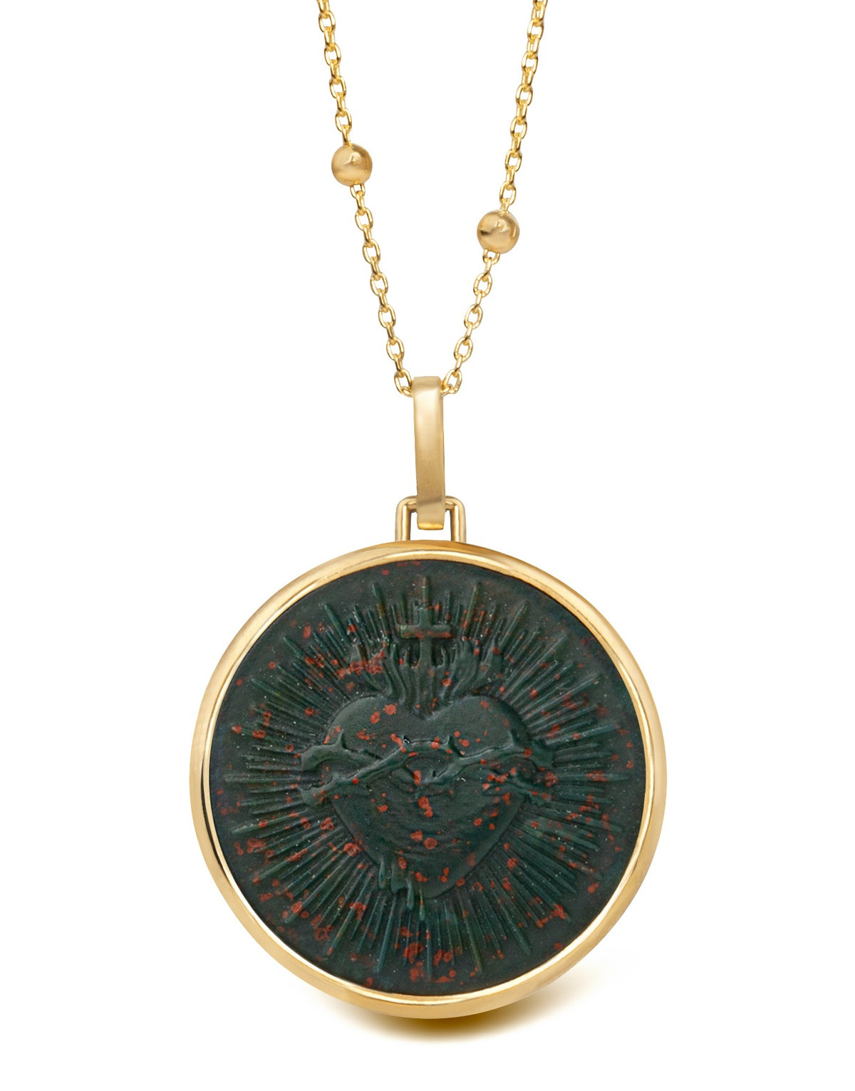 BLOODSTONE SACRED HEART NECKLACE