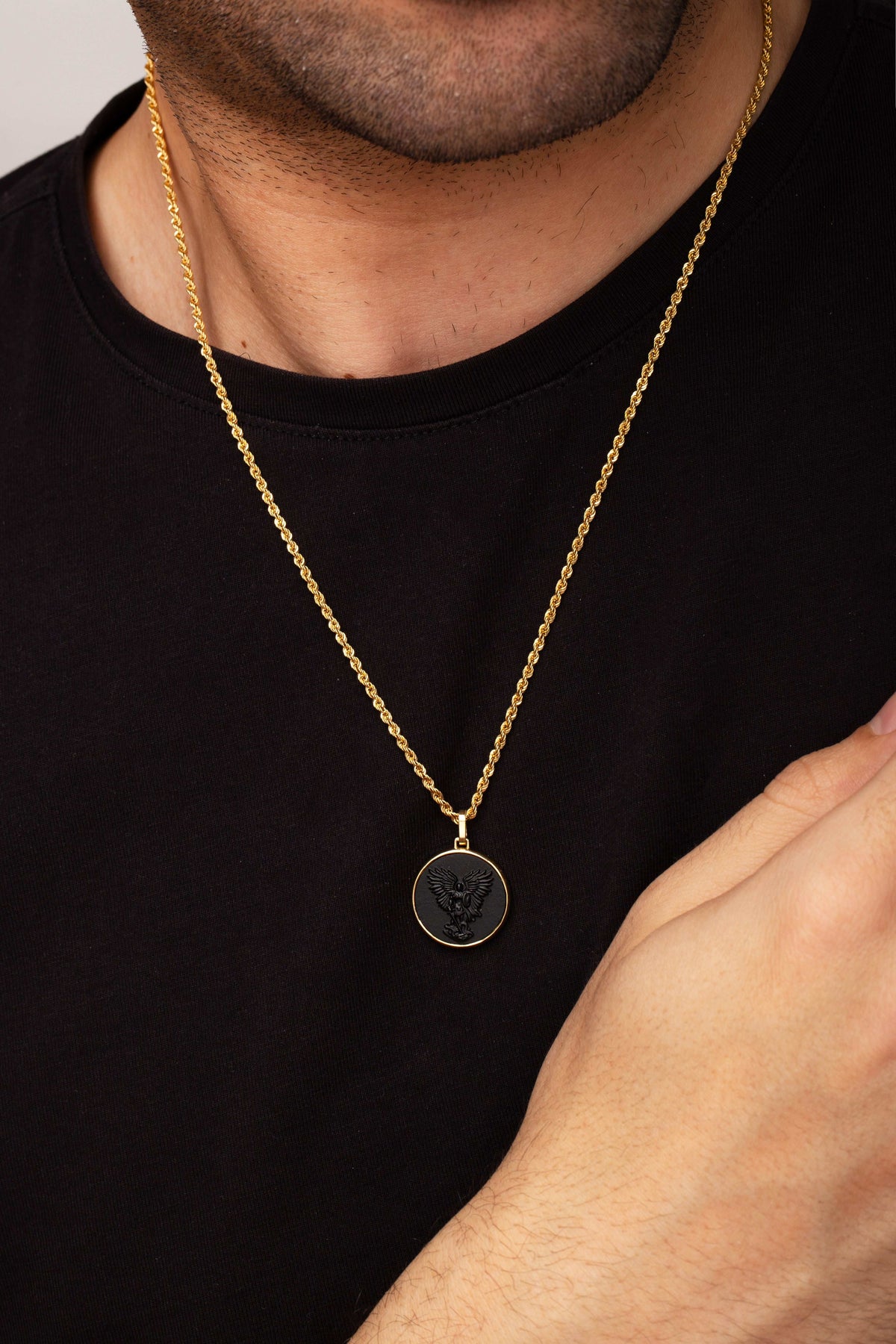 ONYX MICHAEL ARCHANGEL NECKLACE
