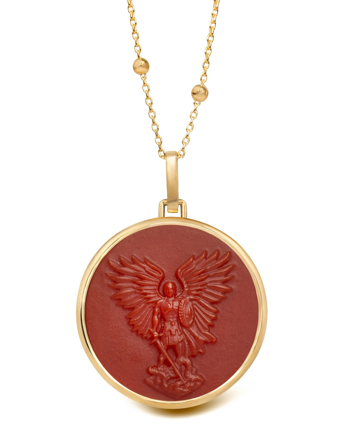 CARNELIAN MICHAEL ARCHANGEL NECKLACE