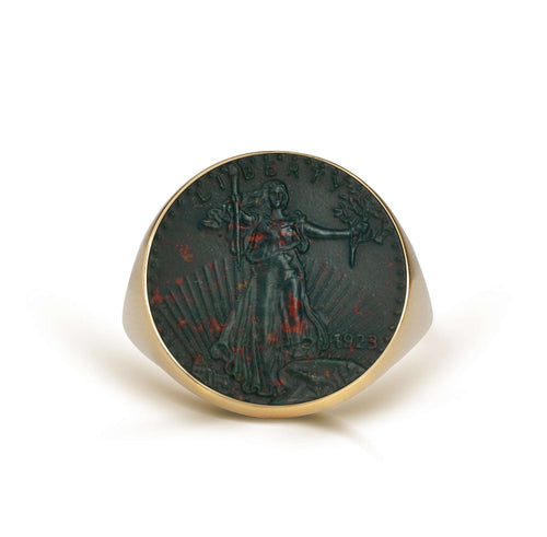 BLOODSTONE AMERICAN EAGLE COIN RING